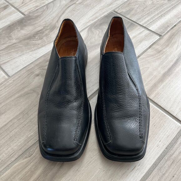 Sandro Men’s Black Leather Loafers Comfort Gel Dress Shoes 10.5 D Wide - Picture 3 of 12